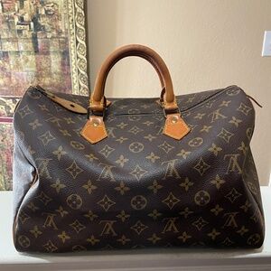 Monogram Vintage Louis Vuitton Speedy 35 Brown and Tan